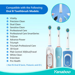 Yanaboo Toothbrush Heads Compatible with Braun Oral B Electric Toothbrushes, Precision Clean Replacement Brush Head Fit Professional Care and More Vitality Pro Smart Genius Series (Pack of 8)