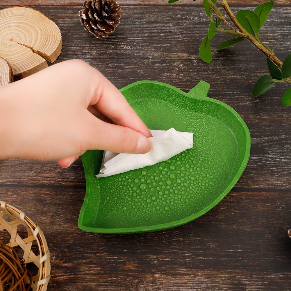 Phoetya Reptile 2 Pcs Leaf Reptile Food Water Bowl Plate Dish,Reptile Feeder for Tortoise Corn Snake Crawl Pet Drinking and Eating, 2 Sizes