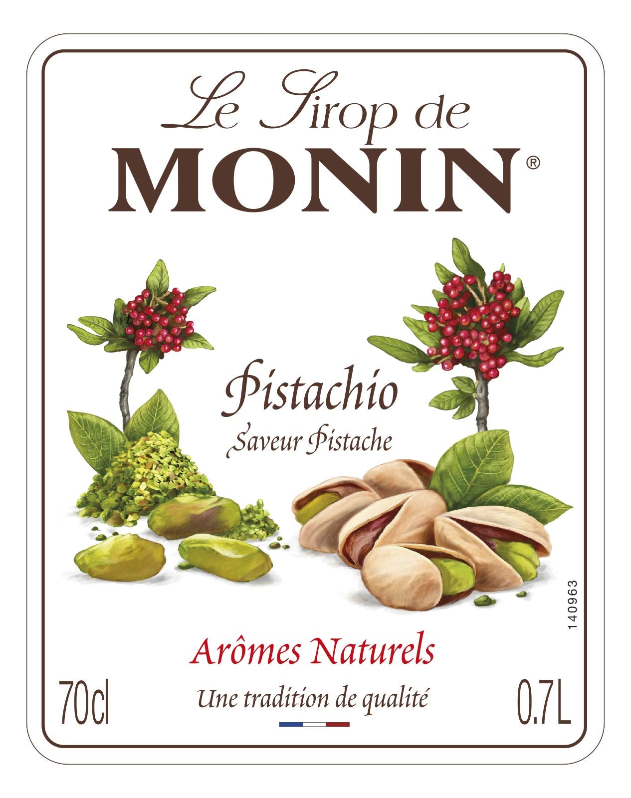 MONIN Premium Pistachio Syrup 700ml for Coffee and Cocktails. Vegan-Friendly, Allergen-Free, 100% Natural Flavours and Colourings