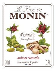 MONIN Premium Pistachio Syrup 700ml for Coffee and Cocktails. Vegan-Friendly, Allergen-Free, 100% Natural Flavours and Colourings