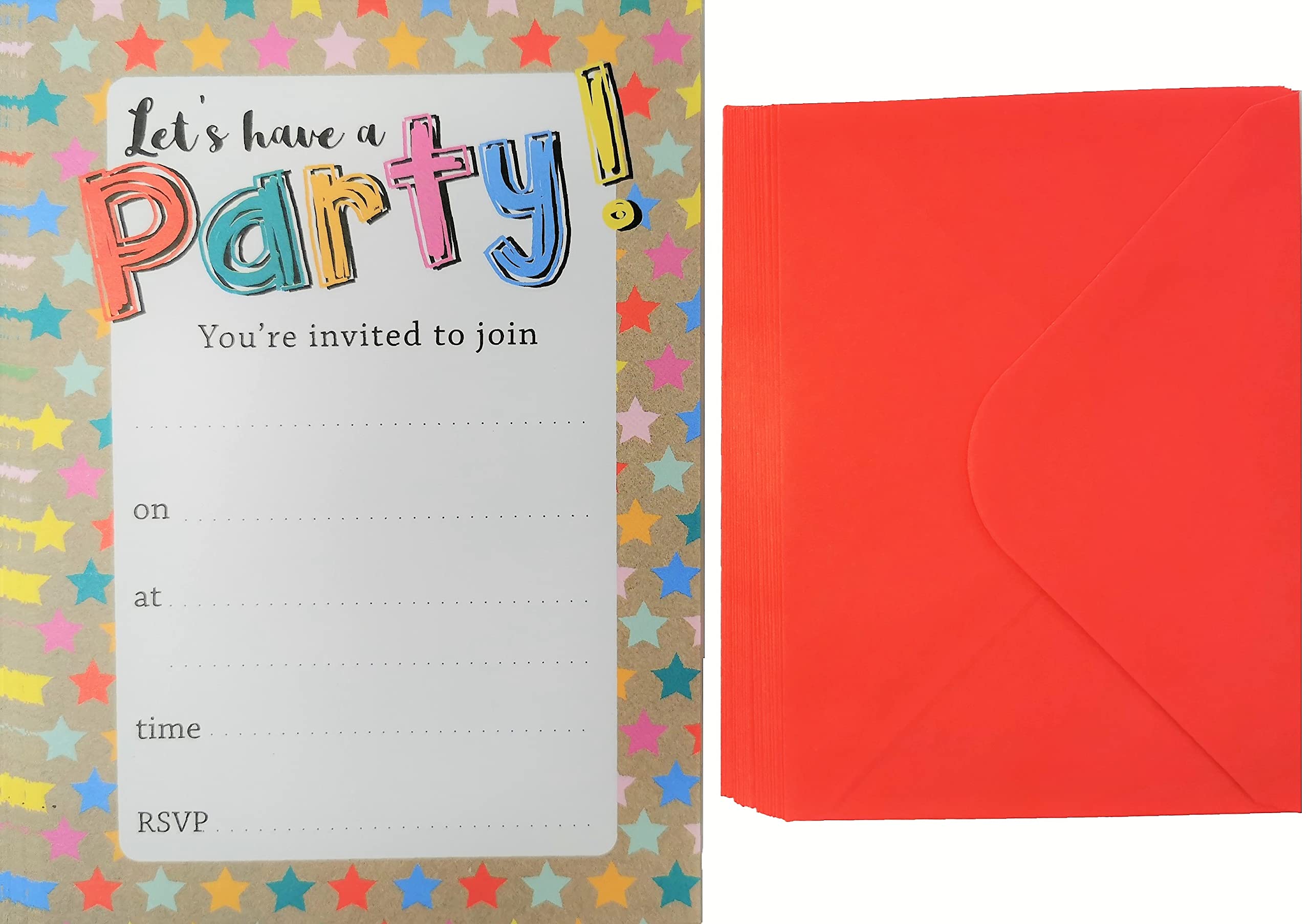 YLAB - 20 Party Invitations & Envelopes - Let's Have a PARTY! Birthday, Engagment