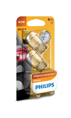 Philips 12065B2 Light Bulbs Glass Base W21W Pack of 2 in Blister Pack