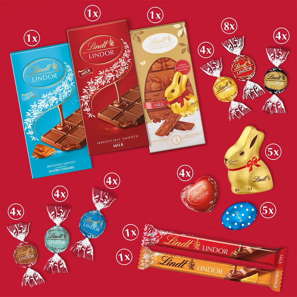 Lindt Lindor Official Easter Hamper - Chocolate Gift Box - Chocolate Truffles - Chocolates Bars and Tablets - Assorted Flavour