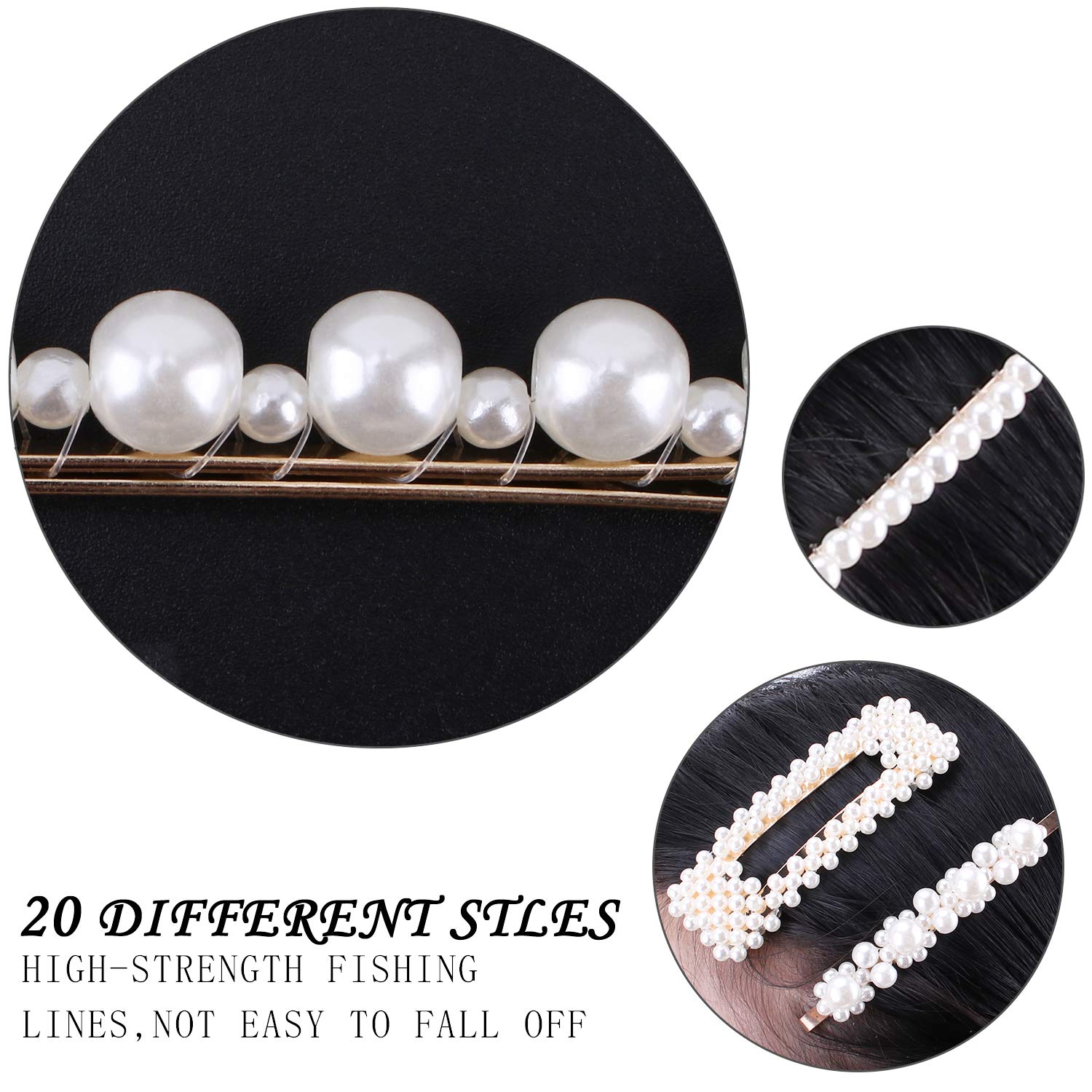 20Pcs Pearl Hair Clips -Fashion Pearls Hair Barrettes Sweet Artificial Macaron Acrylic Resin Barrettes Hairpins for Women,Ladies and Girls Headwear Styling Tools Hair Accessories