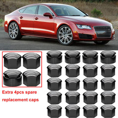 Gebildet 24pcs Wheel Nut Cap 17mm(5pcs Anti-Theft Bolt Capand19pcs Normal Bolt Cap) Hexagonal Tire Nut Covers with Removal Tool Set for Cars(Black)