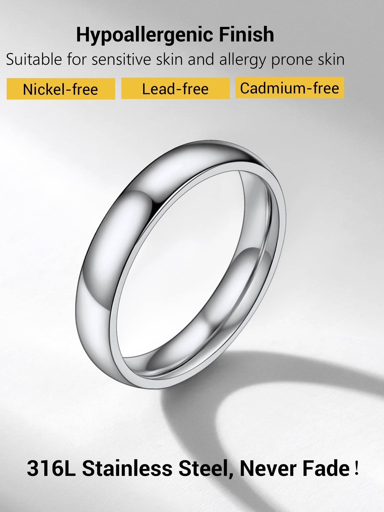 PROSTEEL Stacking Ring 4mm Engagement Ring Simple Wedding Band