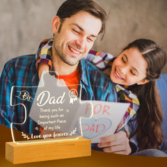 Vetbuosa Gifts for Dad - Acrylic Puzzle Night Light, Christmas Gifts for Dad, Dad Gifts with Warm Words, Birthday Gifts for Dad, Dad Gifts from Daughter, Dad Birthday/Thanksgiving/Christmas Gifts.