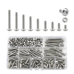 Bolts and Nuts Set, Hex Head M5 Stainless Steel Machine Screws and Round Head Hexagon Socket Bolts Assortment(10/12/14/16/20/25/30/35/40mm) (M5, Silver)