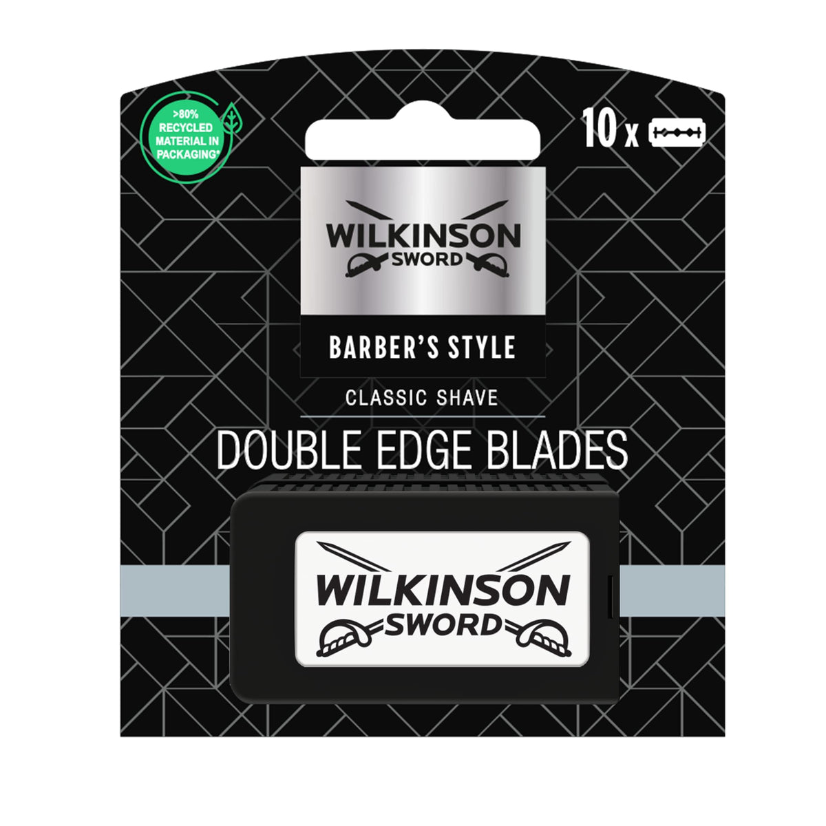 WILKINSON SWORD - Barber's Style For Men   Premium Double Edge Stainless Steel   Pack of 10 Blade Refills