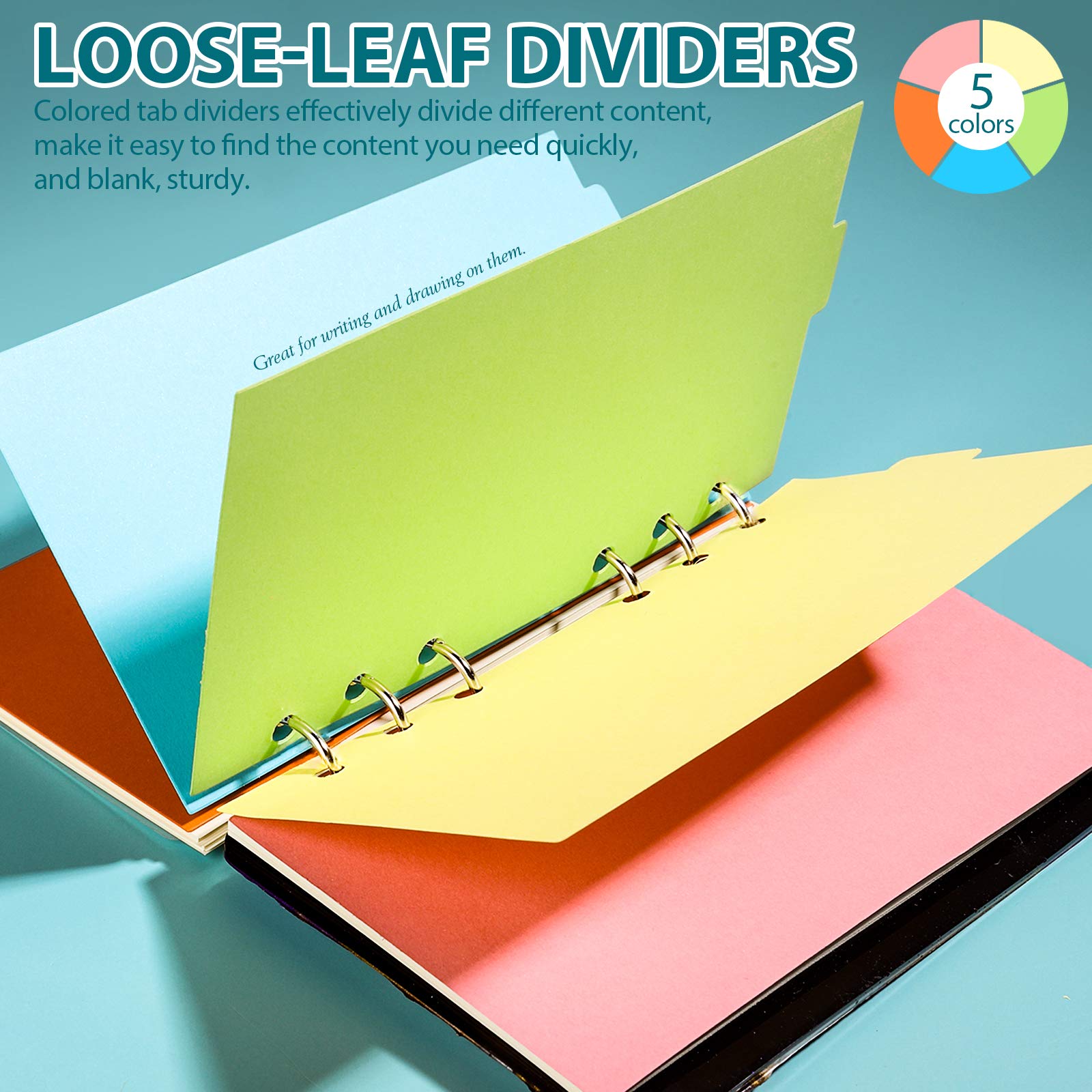 LEOBRO A6 Refill Paper, 3 Pack Ruled Dotted Paper Personal Organiser, 6PCS Binder Dividers, 160PCS Index Flags, 2PCS Binder Pockets, 6 Hole Loose Leaf Paper for 6 Ring A6 Personal Binder Notebook