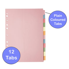 [3 Pack] A4 File Dividers 12 Part   A4 Subject Dividers 12 Part Card Folder Dividers Multi Hole Punched in Assorted Colours   Fit All A4 Portrait File Dividers (3)