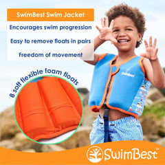 SwimBest Swim Vest - Swim Jacket/Buoyancy Aid with Safety Strap for ages 1.5-7 years old with Removeable Floats (Power of Flowers, Medium)