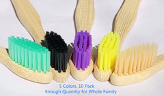 Goaycer Bamboo Toothbrushes Medium Bristles - Family 10 Pack Eco Friendly Biodegradable Organic Premium Wooden Toothbrush