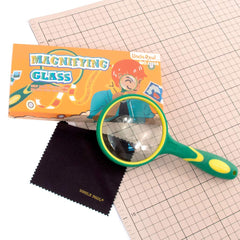 Magnifying Glass 4X-5X Large Handheld Magnifier with Cleaning Cloth - 75mm Thickened Lens Frame Non-Slip Soft Rubber Handle for Seniors Reading Kids Observation Classroom Science Tool Green OS04