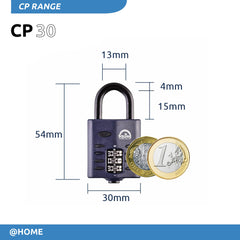 Squire Heavy Duty Padlock (CP30) - Toughest Steel Shackle - 3 Wheel Combination Small Padlock - Alloy Steel for Corrosion Resistance - Weatherproof Lock for Home, Luggage, Suitcase & Gym (Blue, 30 mm)