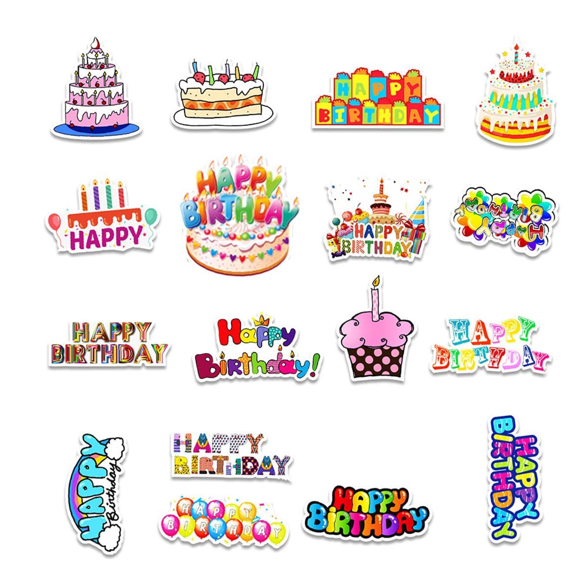 50PCS Happy Birthday Stickers Birthday Party Stickers for Kids Adults Party School Supplies Reward Calendar Birthday Card