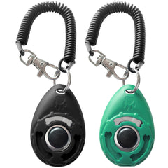 HoAoOo Pet Training Clicker with Wrist Strap - Dog Training Clickers (Black andBluegreen)