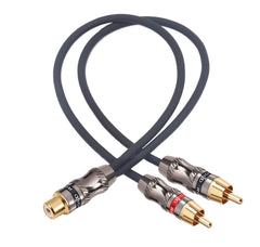 Devinal RCA Splitter cable, RCA Female to Dual Male Gold Plated Adapter, Stereo Phono Audio Y-Cable heavy duty (1 Female to 2 Male) 10 inches(25 cm)