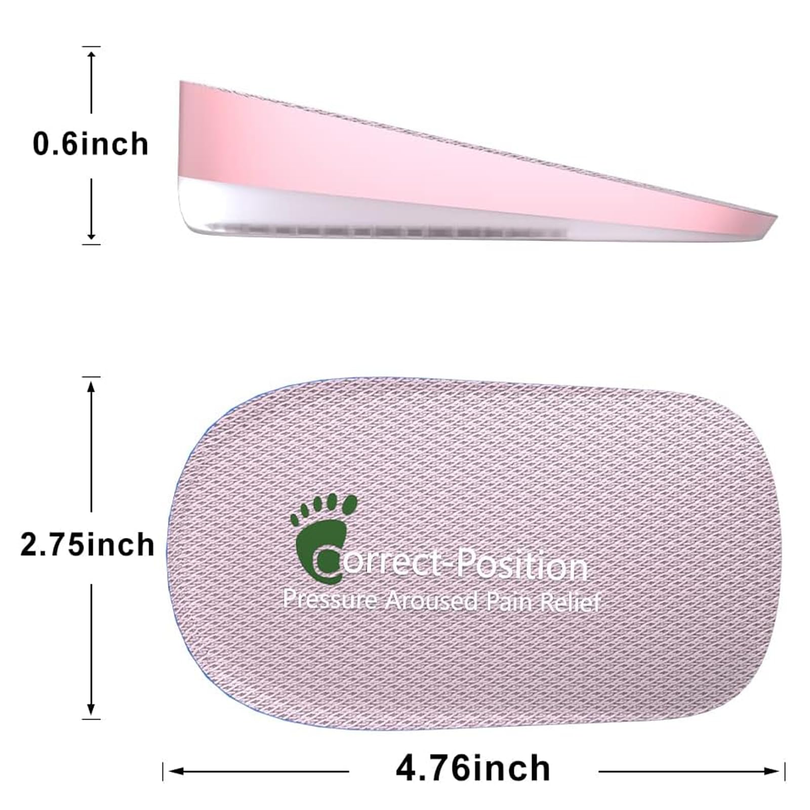 Correct-Position Heel Lift Inserts, Thick Heel Cushioning Height Increase Insoles Heel Cup Shoe Heel Inserts for Heel Spurs, Heel Pain Plantar Fasciitis Achilles Tendonitis (0.6 inches Height, Pink)