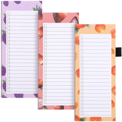 Yafe 3 Pack Magnetic Shopping List Pad for Fridge, 150 Tear Off Sheets 21.4 x 8.8cm Magnet Notepad Grocery List Fruit Theme Magnetic Notepads for To Do Lists, Shopping, Locker, Filing Cabinet