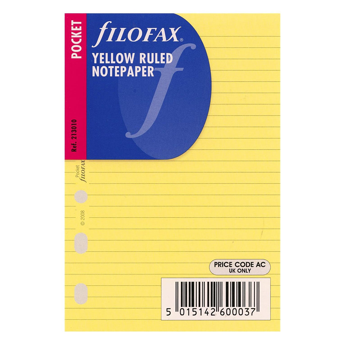 Filofax Pocket Ruled Notepaper - Yellow