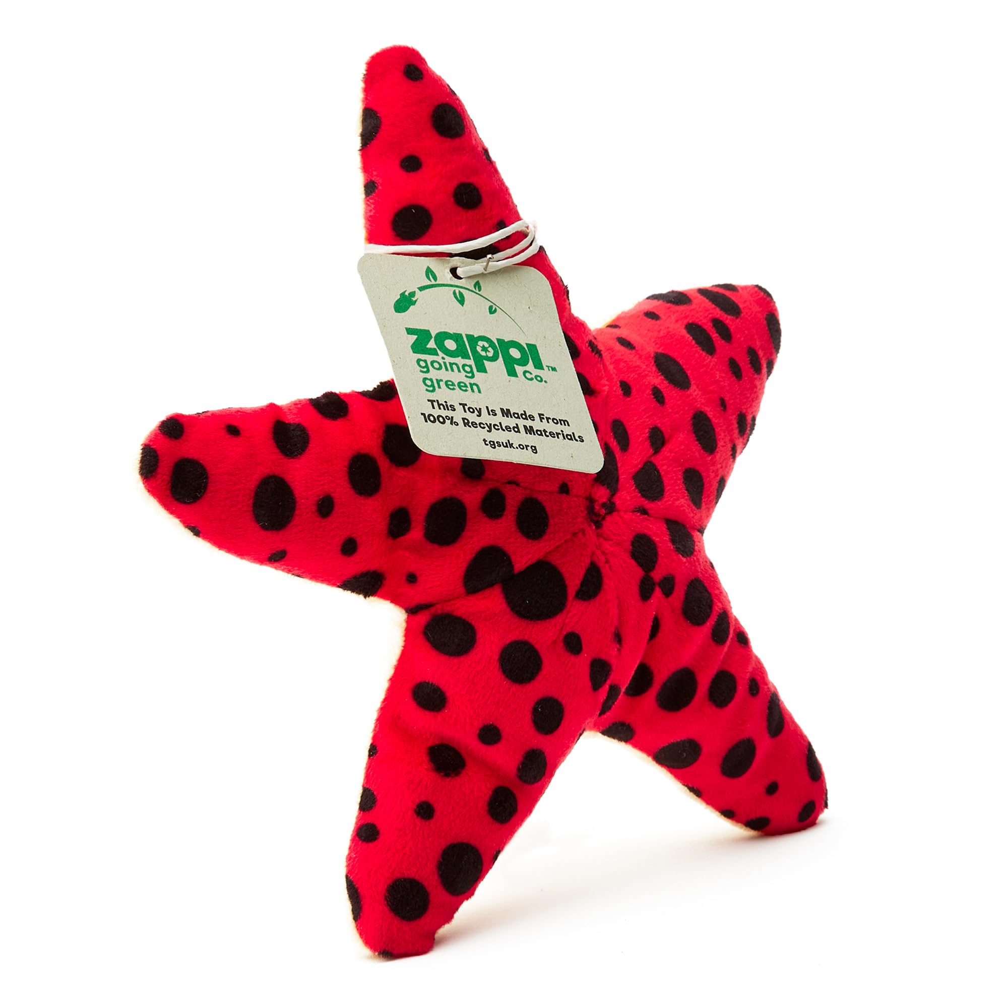 Zappi Co 100% Recycled Plush Red & Black Starfish Toy (17cm Length) Stuffed Soft Cuddly Eco Friendly animals Collection For New Born Child First kid