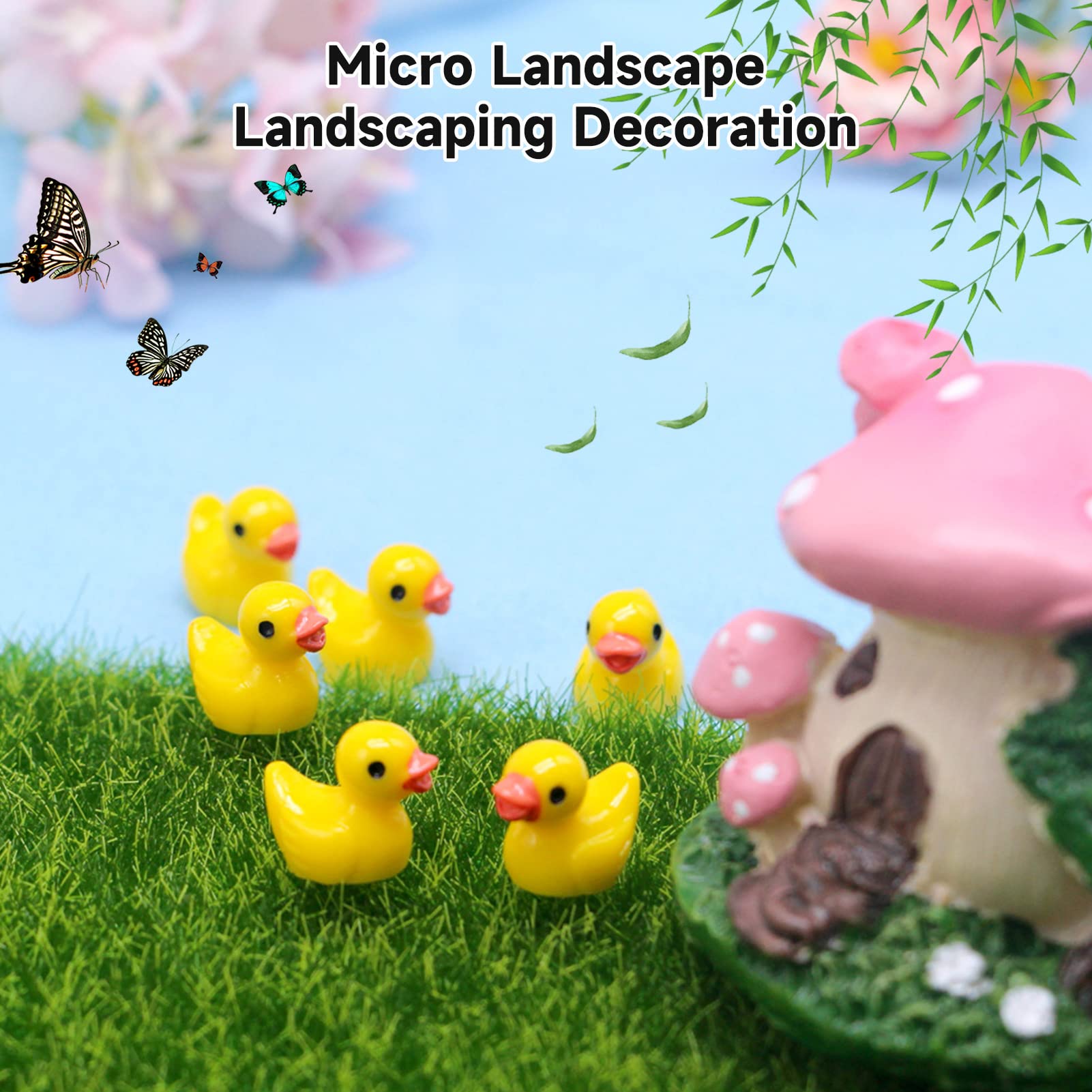 100PCS Mini Resin Ducks Figures Kit 6 Colors Realistic Tiny Cute Duck Ornaments Multicolor Deracoration Set for Handwork Christmas Birthday Party Miniature Figures Micro Fairy Garden Phone Case DIY