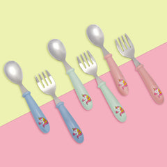 EXZACT Kids Cutlery 6pcs Stainless Steel 18/10 - Children's Cutlery Toddler 3 x Forks, 3 x Spoons - Dishwasher Safe - BPA Free - Unicorn