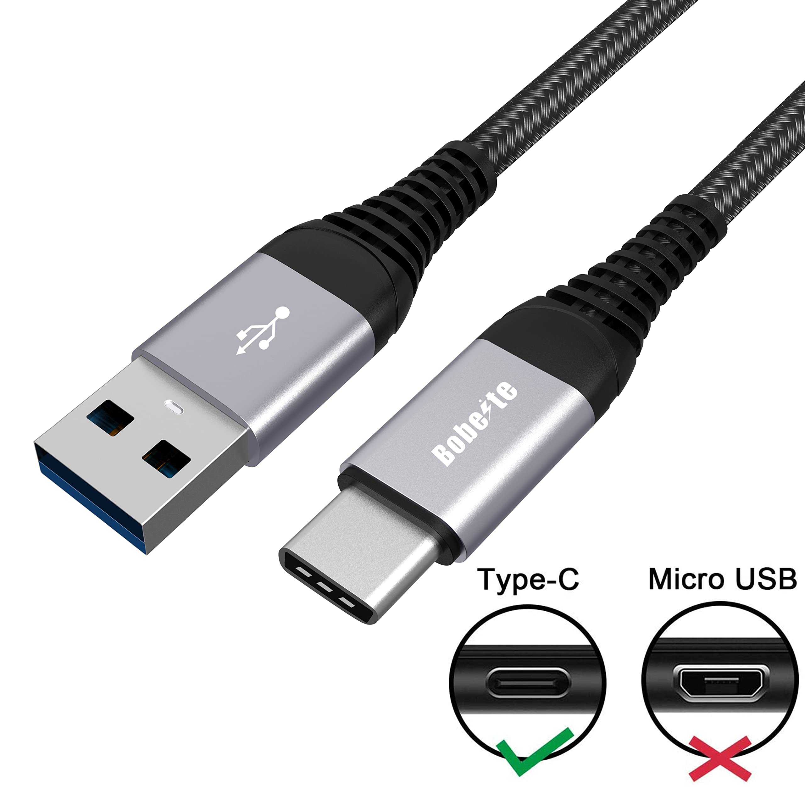 USB Type C Cable Fast Charge,[3pack,1Mand2Mand3M] USB C Charger Cable Nylon Charging Lead for Samsung Galaxy S20 FE S21 S22 S10 S9 S8 Plus A41 A42 A40 A51 A20e A21s A12 Note 20 10,Redmi Note 7 8T 9 9S