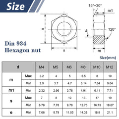 10 Pcs Nuts M8, Leryati DIN934 Standard A2 V2AStainless Steel Hex Nut M8, Metric Hex Hexagon Full Nuts Steel Hex Nuts Coarse Thread Hexagon Nut, Hex Full Nut Used For Fastening