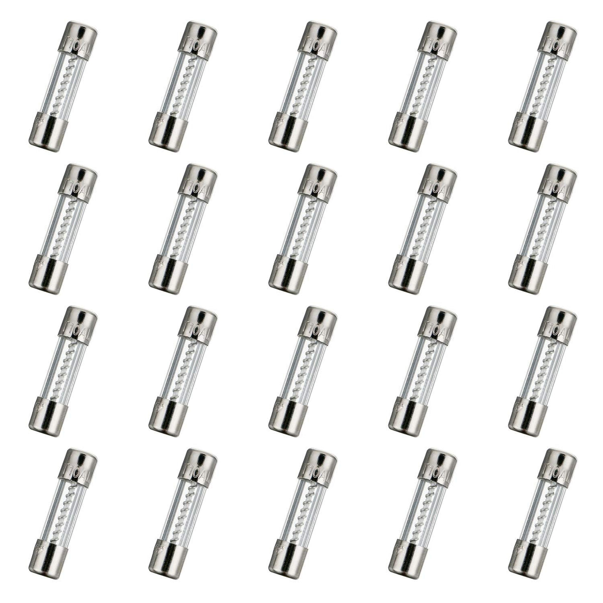 HUAREW T10AL250V 20 Pcs 5x20mm slow blow glass fuse 10A 250V 0.2 x 0.78 inch time delay fuse