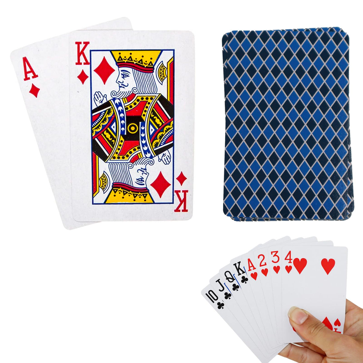 D.A.Y. Republic Professional Style Standard Plastic Coated Poker Size Playing Cards 52 Card Standard Deck and 2 Jokers, Ideal for Poker Nights, Parties and Family Game (4 Pack)