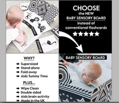 My Little Learner Black and White High Contrast Baby Sensory Fold Out Board, Baby Sensory Board is Made from Premium Quality card Stocks for Newborn babies