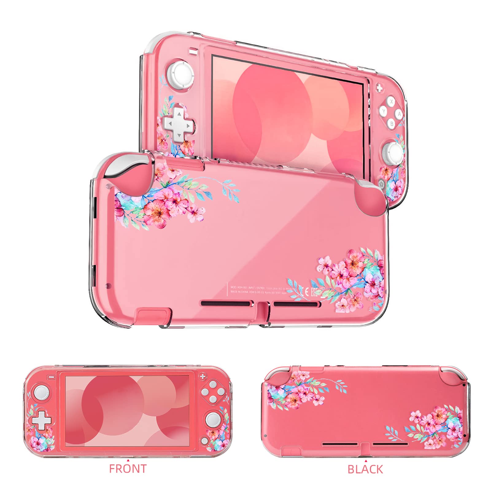 DLseego Case Compatible with Switch Lite, Protective PC Cover for Switch Lite, Clear Switch Lite case witch Anti-abrasion and Anti-scratch Design,Peach Blossom