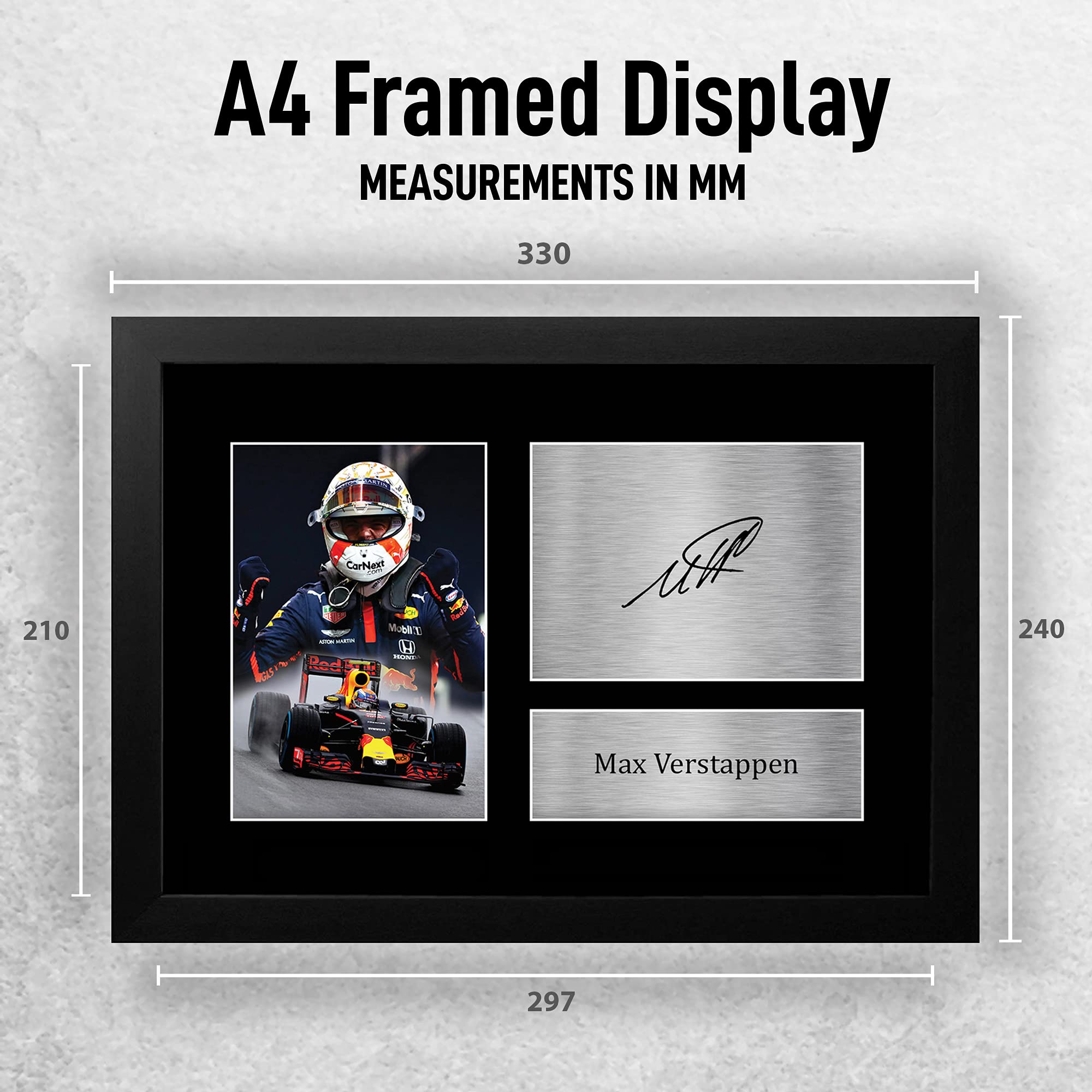 HWC Trading FR A4 Max Verstappen Formula 1 Gifts Printed Signed Autograph Picture for F1 Formula 1 Racing Fans - A4 Framed