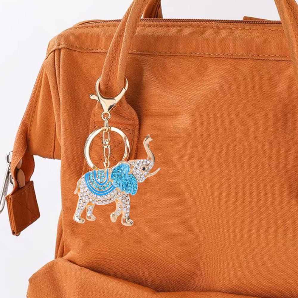 Wasserquelle Creative Elephant Key Chain Lucky Elephant Keyrings Accessories Cute Animal Keychains Fashion Rhinestone Metal Keyring Charm Pendant for Woman Girls Lady