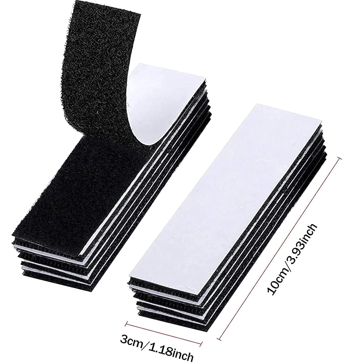 25pcs Hook and Loop Strip Tape,Heavy Duty Hook and Loop Tape Strips,3x10cm Double-Side Reclosable Hook Loop Strips Tape,Self Adhesive Sticky Back Double Sided Tape for Indoor and Outdoor(Balck)