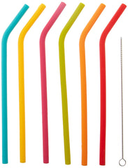 Joie Reusable Silicone Straws with Cleaning Brush, Set of 6, Rainbow, Colors May Vary