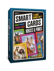 100 PICS Smart Cards Horses & Ponies, 7 games in 1, Pairs, Snap, Trumps, Rummy, Memory Quiz, Learn Facts, Travel Game, Gift, Stocking Filler, Age 5and, 1-8 Players