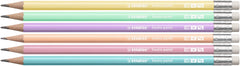 Graphite Pencil with Eraser - STABILO Swano Pastel - Pack of 12 - Lilac - HB