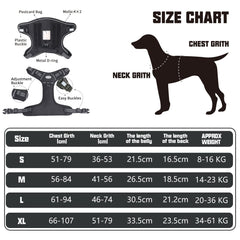 Auroth Tactical Anti Pull Dog Harness Adjustable Breathable Pet Vest Harness for Small Medium Large Dog Reflective Dog Harness Military Materials Size S, Black