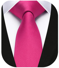 HISDERN Hot Pink Tie Silk Skinny Tie Slim ties For Men Solid NeckTie Classic Formal Tie For Business Wedding(6cm)