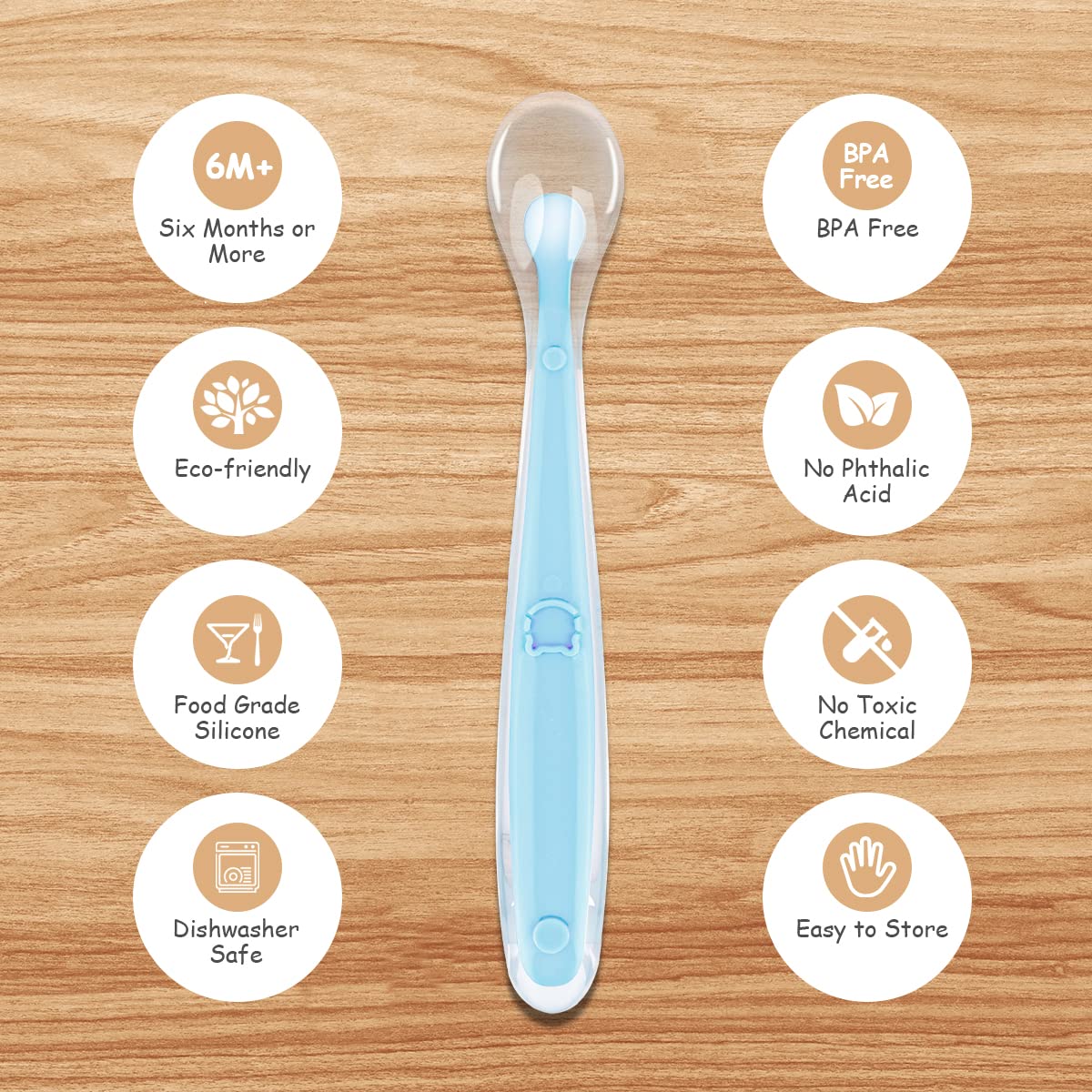 Vicloon Baby Spoons, 5 Pcs Silicone Spoon for Baby Feeding and Infant Weaning，Baby Soft Spoons Self Feeding Training Spoons Utensil Easy Grip Toddler Cutlery Kit