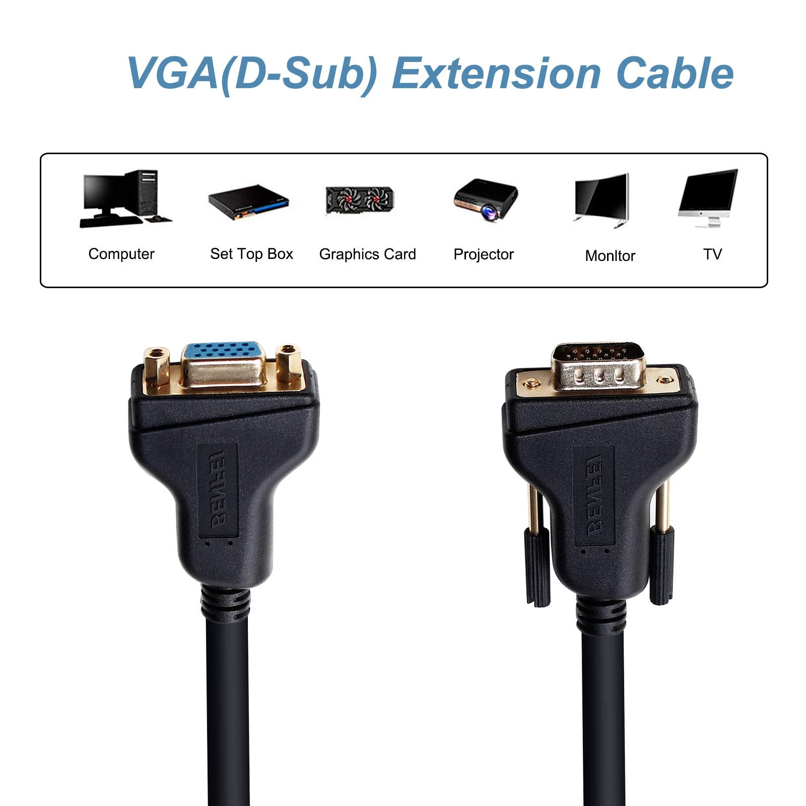 BENFEI VGA extension cable, VGA Male to Female Cable,1.8 Meter/6 Feet