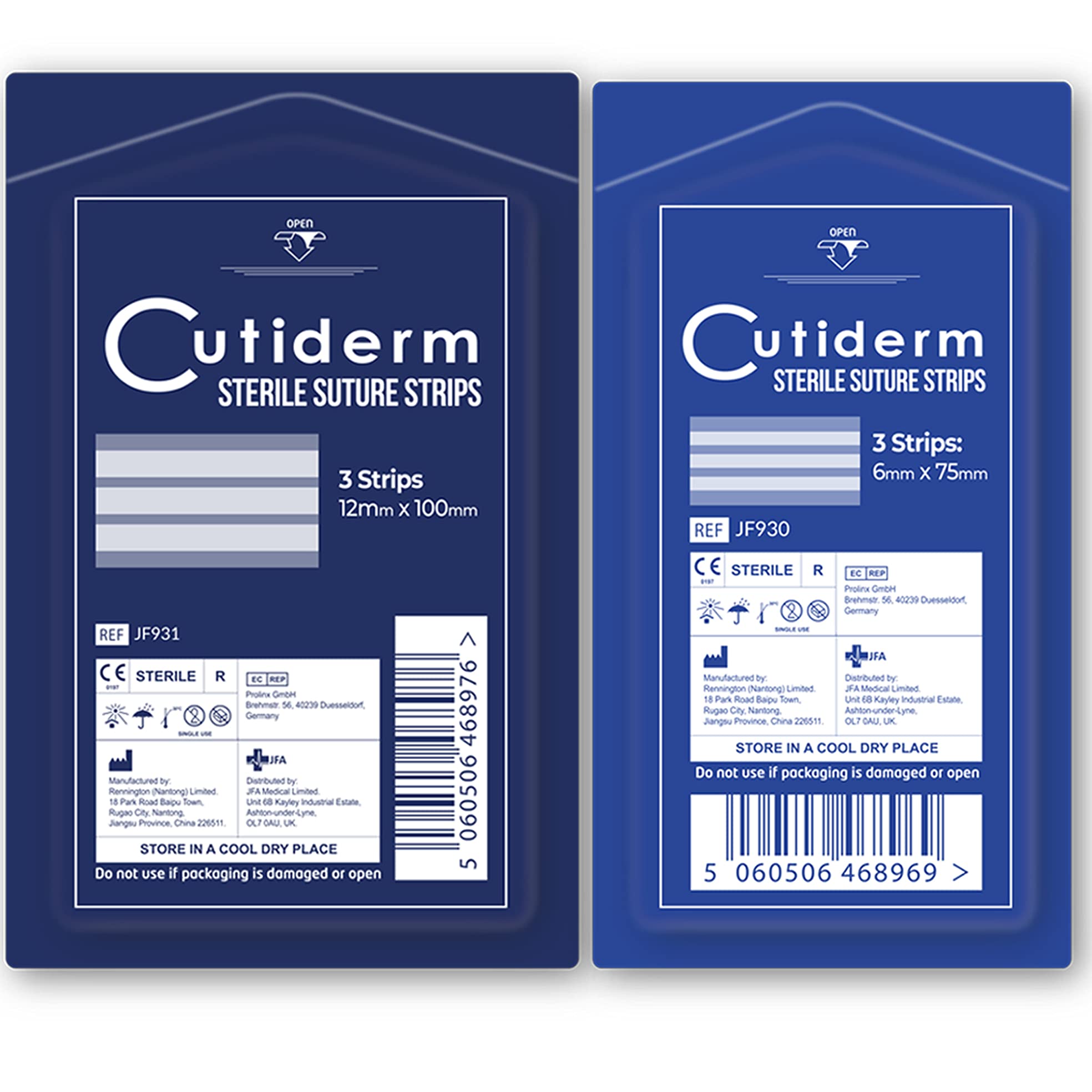 Cutiderm Sterile Skin Wound Closure Suture Strips, 4 sizes - 150 Strips