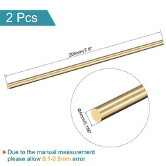 sourcing map Brass Rod,Brass Solid Round Rod 4mm Diameter 200mm Length Lathe Bar Stock for RC Model Airplane Helicopter DIY Craft Pack of 2pcs