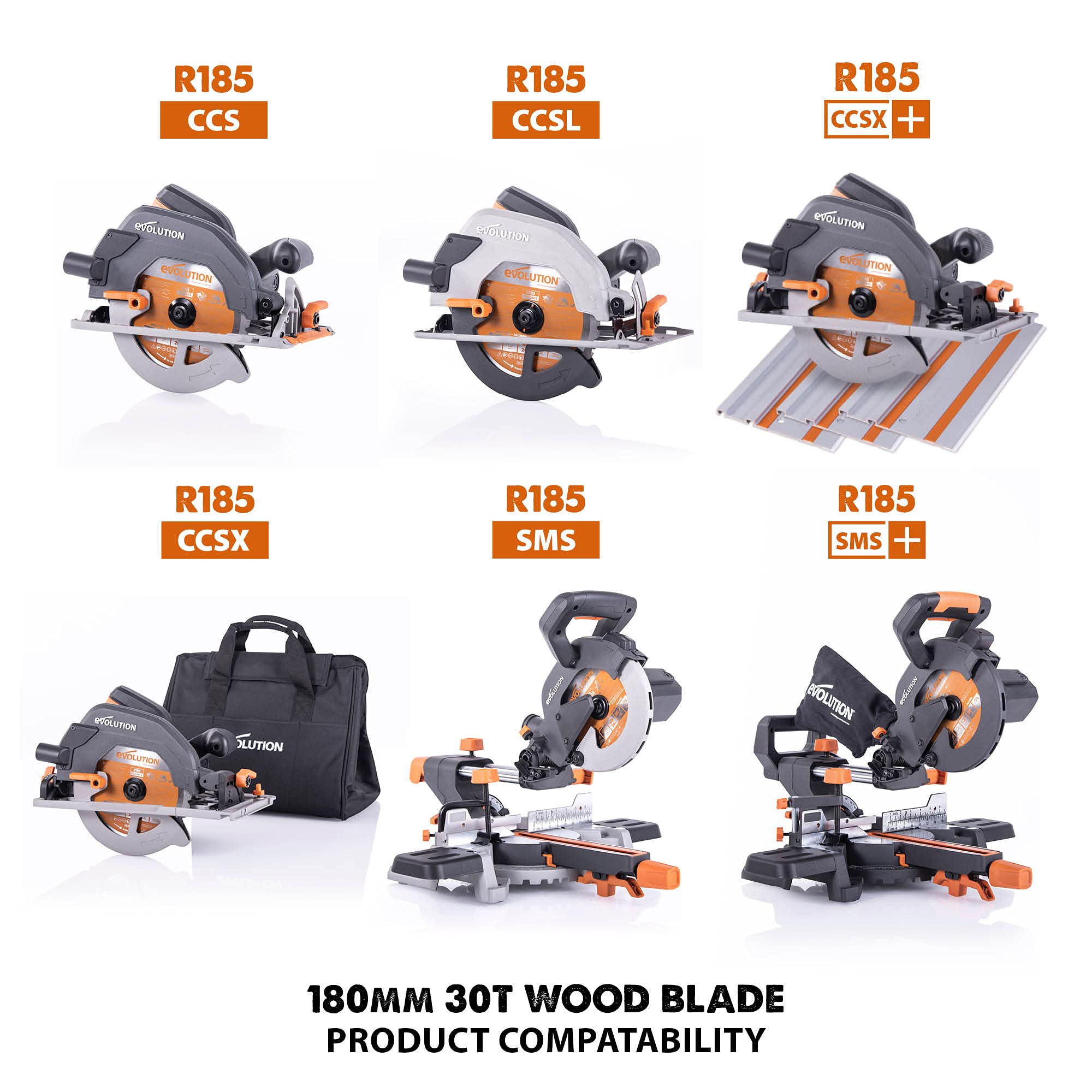 Evolution Power Tools GW180TCT-30CS General Wood Carbide Tipped TCT Blade, For Circular Saws and Mitre Saws, Smooth and Fast Cuts In Wood, Clean, Splinter Free Cut, 30 Teeth, 180 mm