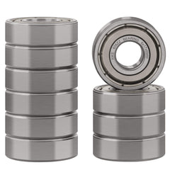 XIKE 606ZZ Miniature Ball Bearings 6x17x6mm Bearing Steel and Double Metal Seals, Pre-Lubricated, 606-2Z Deep Groove Ball Bearing with Shields, 10 in a pack.