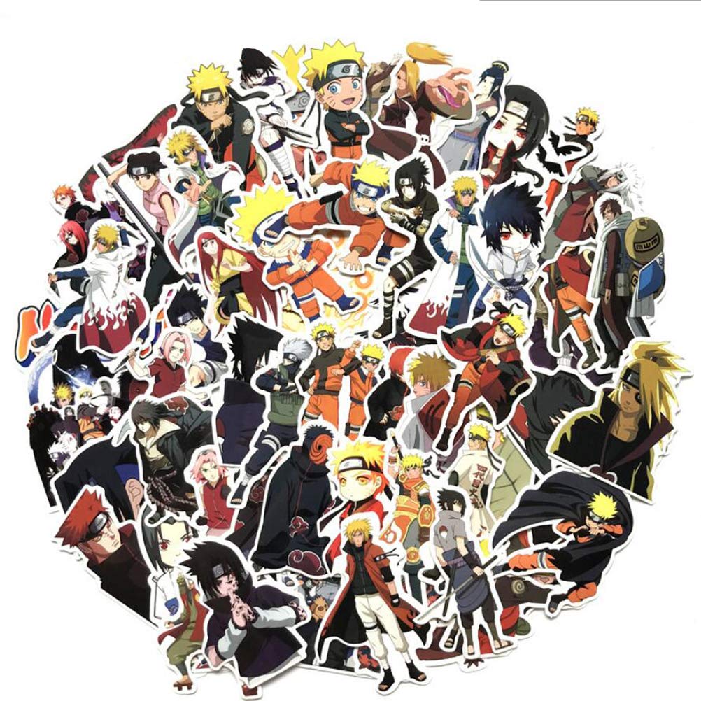 63pcs Naruto Decals Anime Cartoon Stickers Waterproof Sunlight-Proof DIY Ideals for Cars, Motorbikes, Portable luggages, Laptops