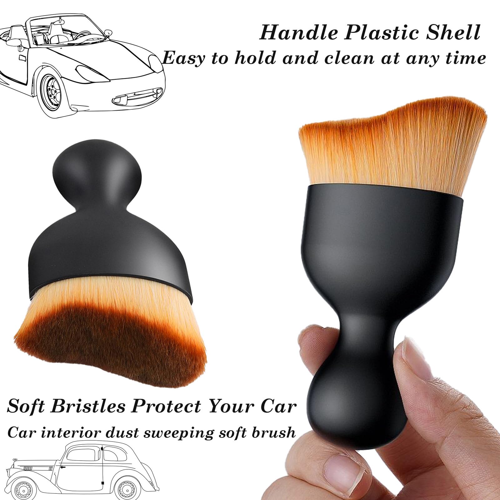 2pcs Car Interior Dust Sweeping Soft Brush, Ultra Soft Bristle Car Interior Detailing Brush,Interior Dusting Brush, Scratch Free Car Brush Interior Car crevice Dust Brush